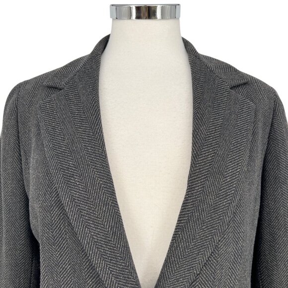 Lafayette 148 New York Herringbone Wool Blend Blazer Single Button Gray Size 4 - Picture 2 of 11